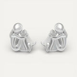 Two-Tone Hug Earrings, Silver and Gold