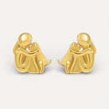 Two-Tone Hug Earrings, Silver and Gold