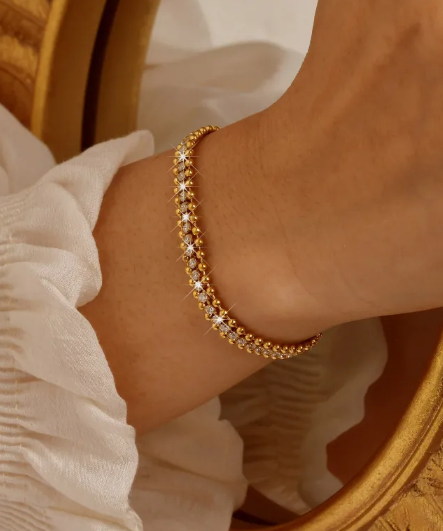 Stainless Steel Zircon Chain Bracelet