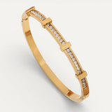 Simple Two-Layer Geometric Open Zircon Bracelet