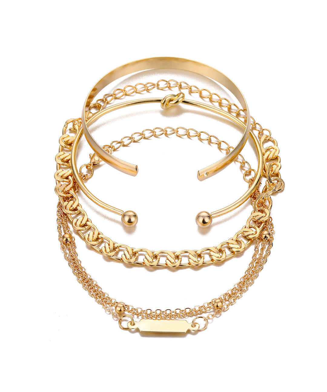 Juego de Pulseras de Cadena de Metal de 4 Piezas