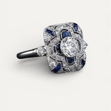 Vintage Silver Blue Cubic Zirconia Ring
