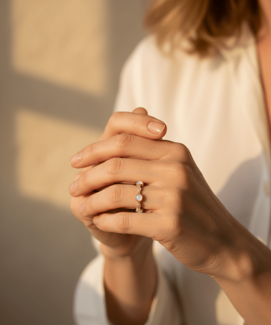 Classic Adjustable Round Gold Crystal Ring