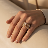 Adjustable Vintage Gold Pearl and Crystal Ring