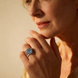 Antique Silver Blue Crystal Ring