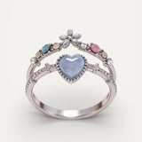 Adjustable Sterling Silver Blue Stone Cubic Zirconia Ring