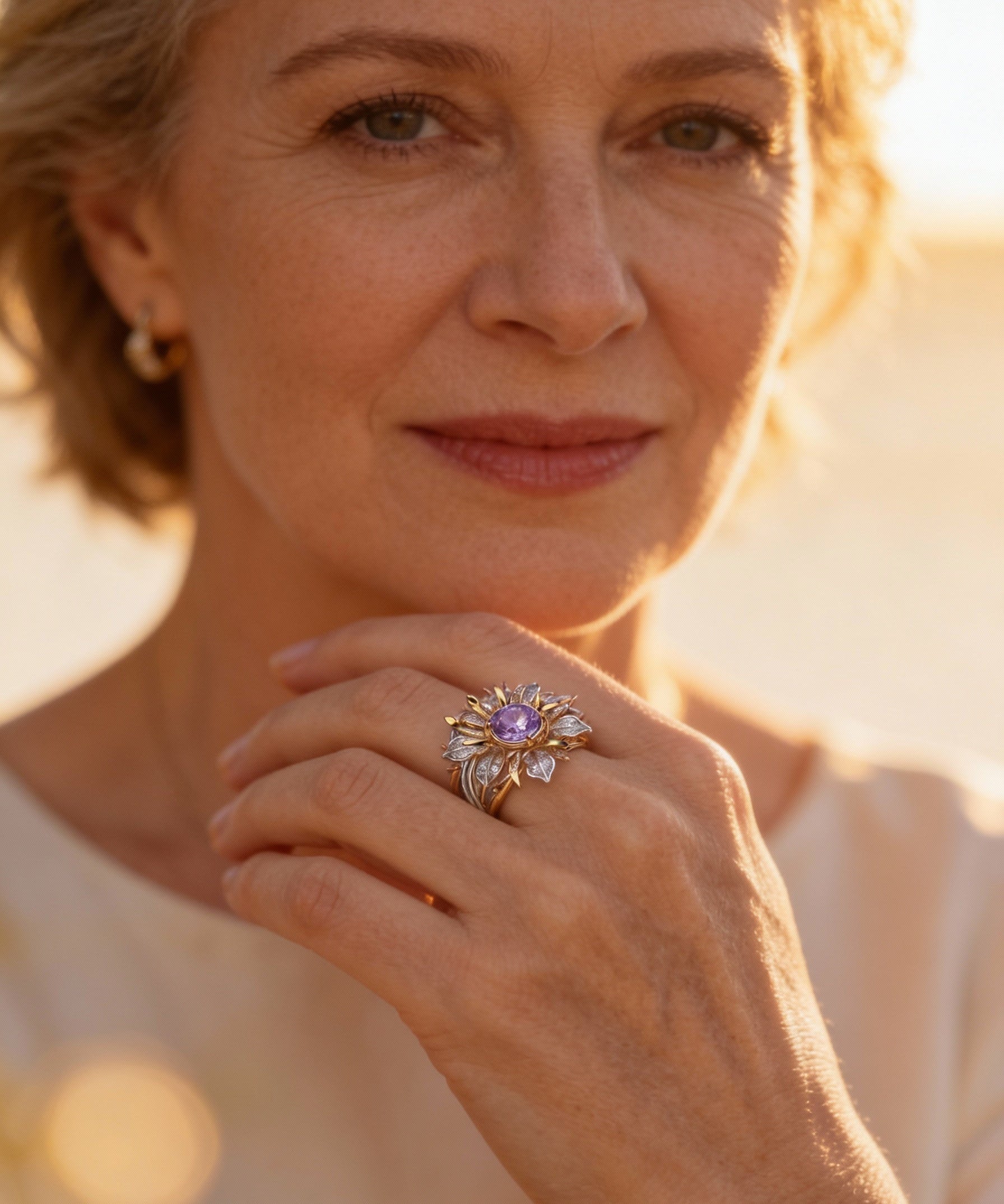 Exotic Violet Flower Ring