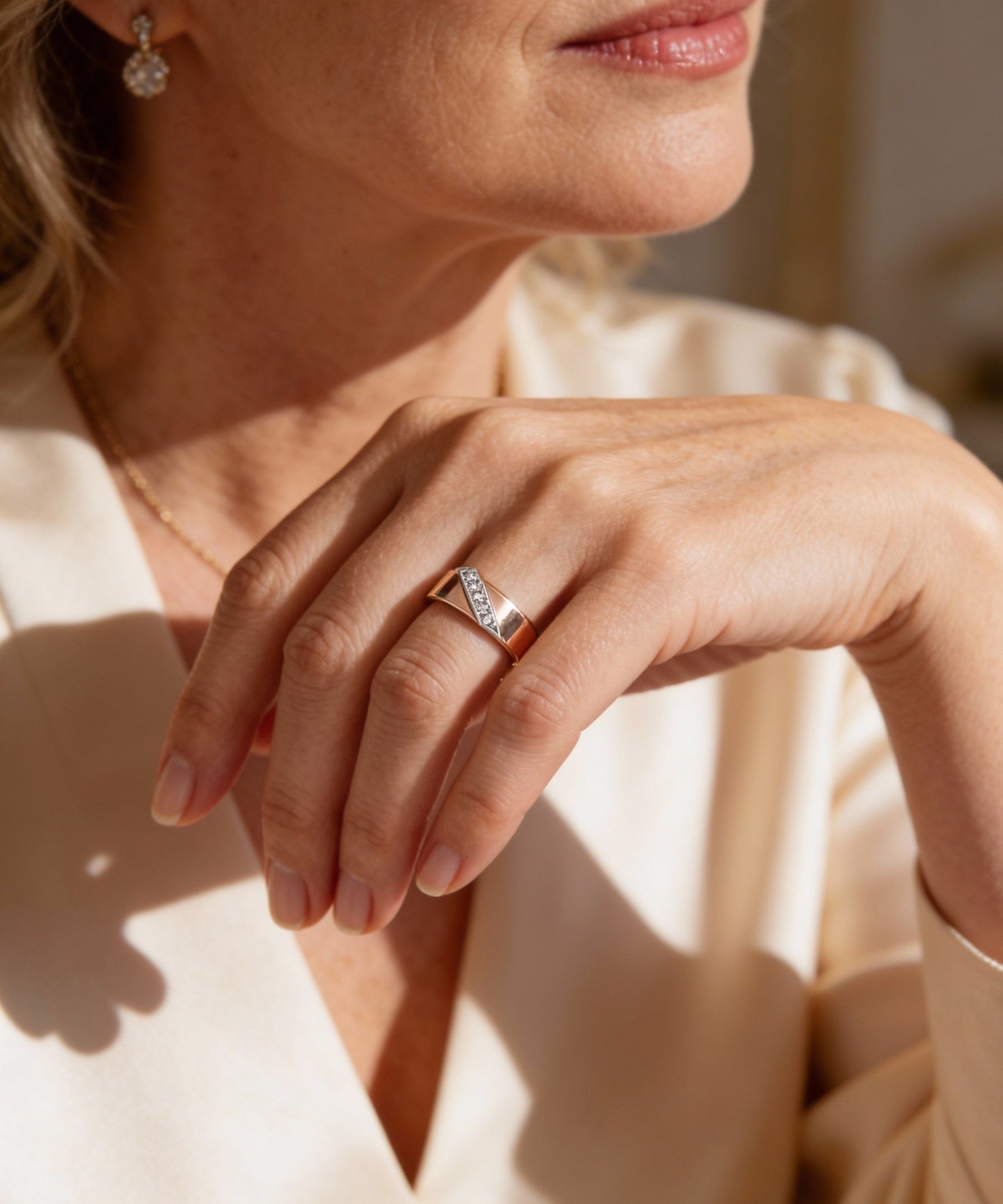 Elegant Thick Gold Cubic Zirconia Ring