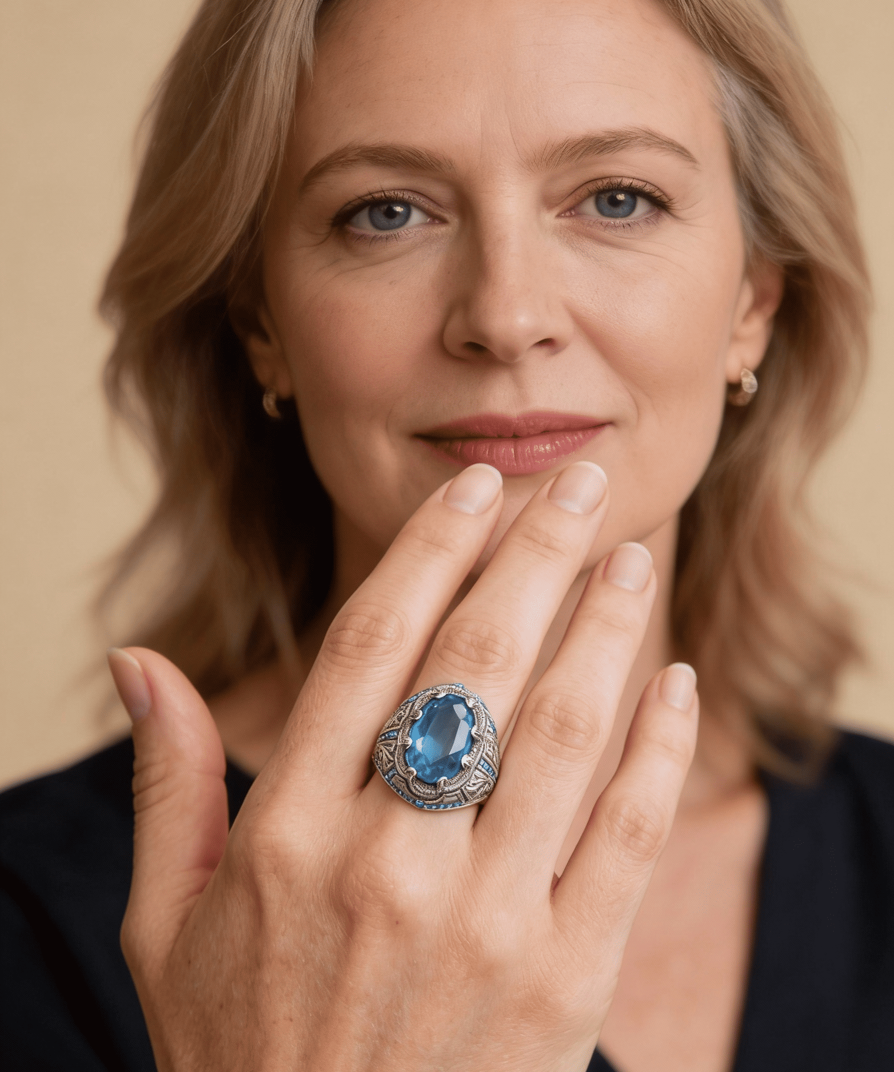 Vintage Handmade Silver Blue Stone Ring
