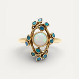 Vintage Blue and Opal Crystal Ring