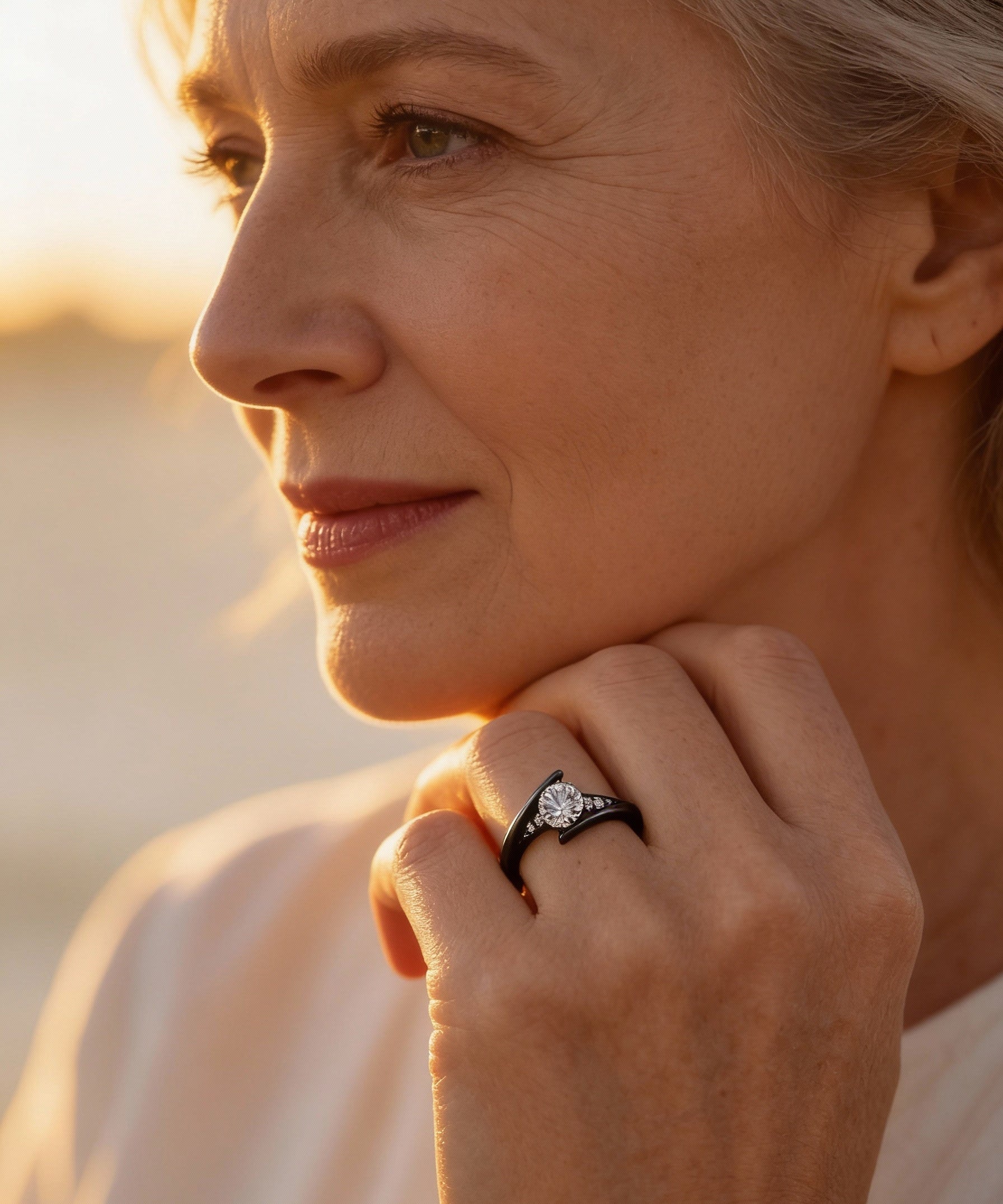 Vintage Black Gold Crystal Ring