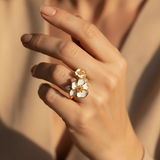 Gold White Flower Ring