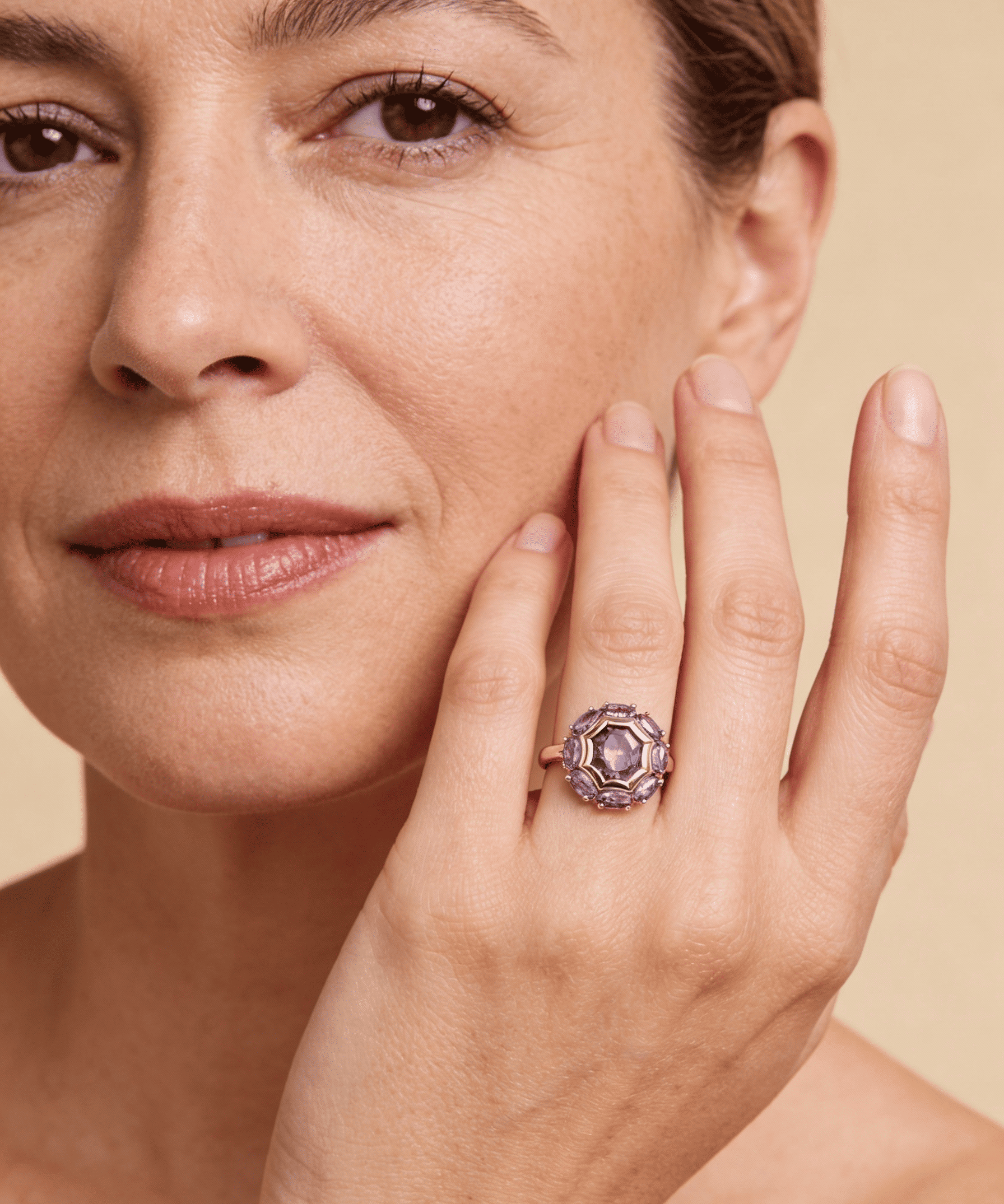 Rounded Violet Crystal Ring