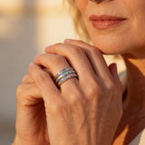 Vintage Layered Silver Blue Stone Ring