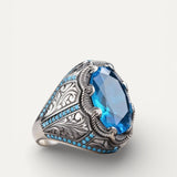 Vintage Handmade Silver Blue Stone Ring