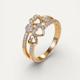 Gold Heart and Crystal Ring