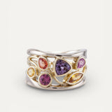Vintage Gold and Silver Colourful Cubic Zirconia Ring