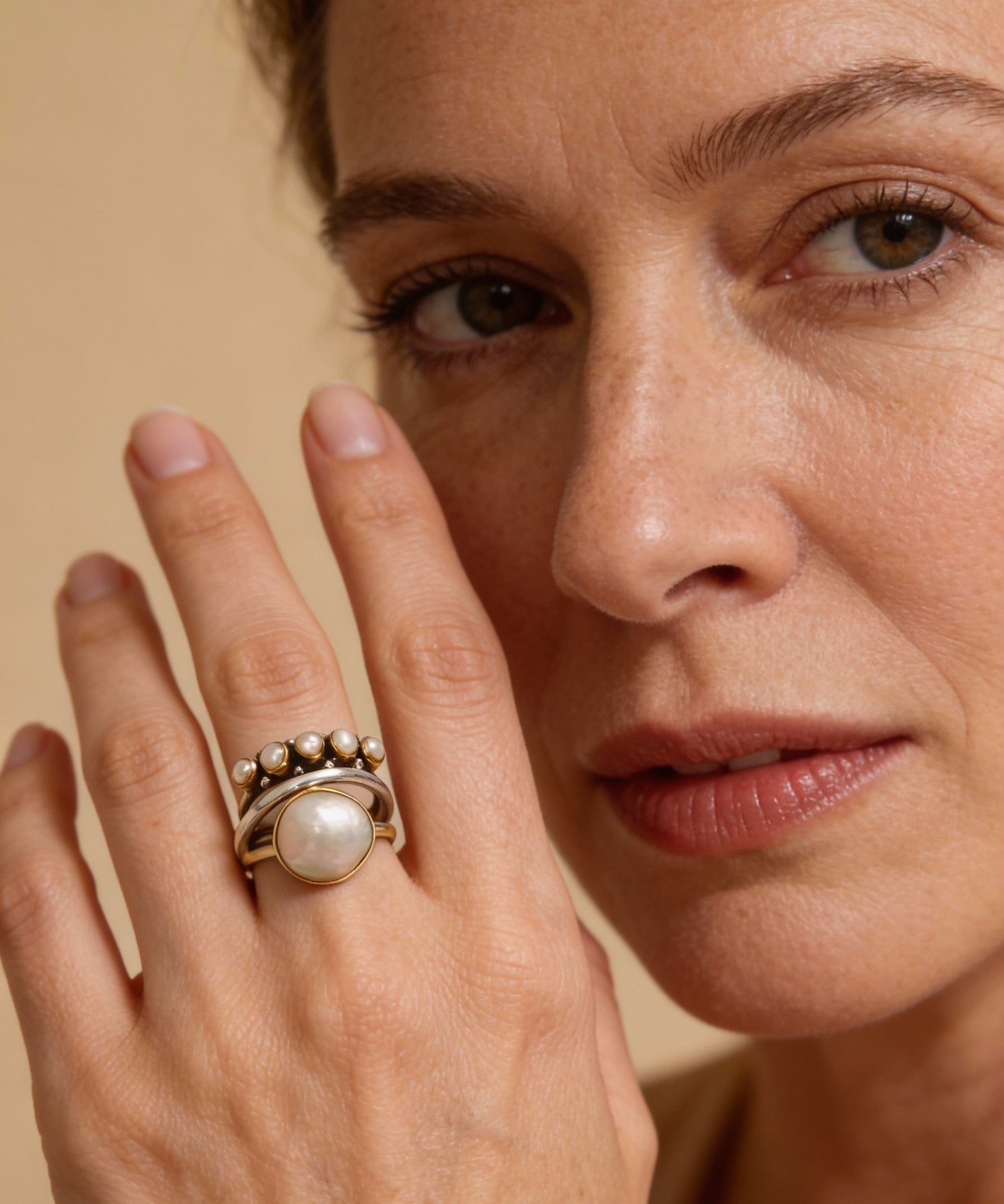 Vintage Silver Crown and Pearl Ring