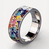 Silver Multicoloured Eye Ring