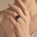 Vintage Red Stone Flower Ring