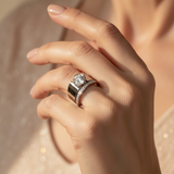Vintage Silver Sparkling Cubic Zirconia Ring