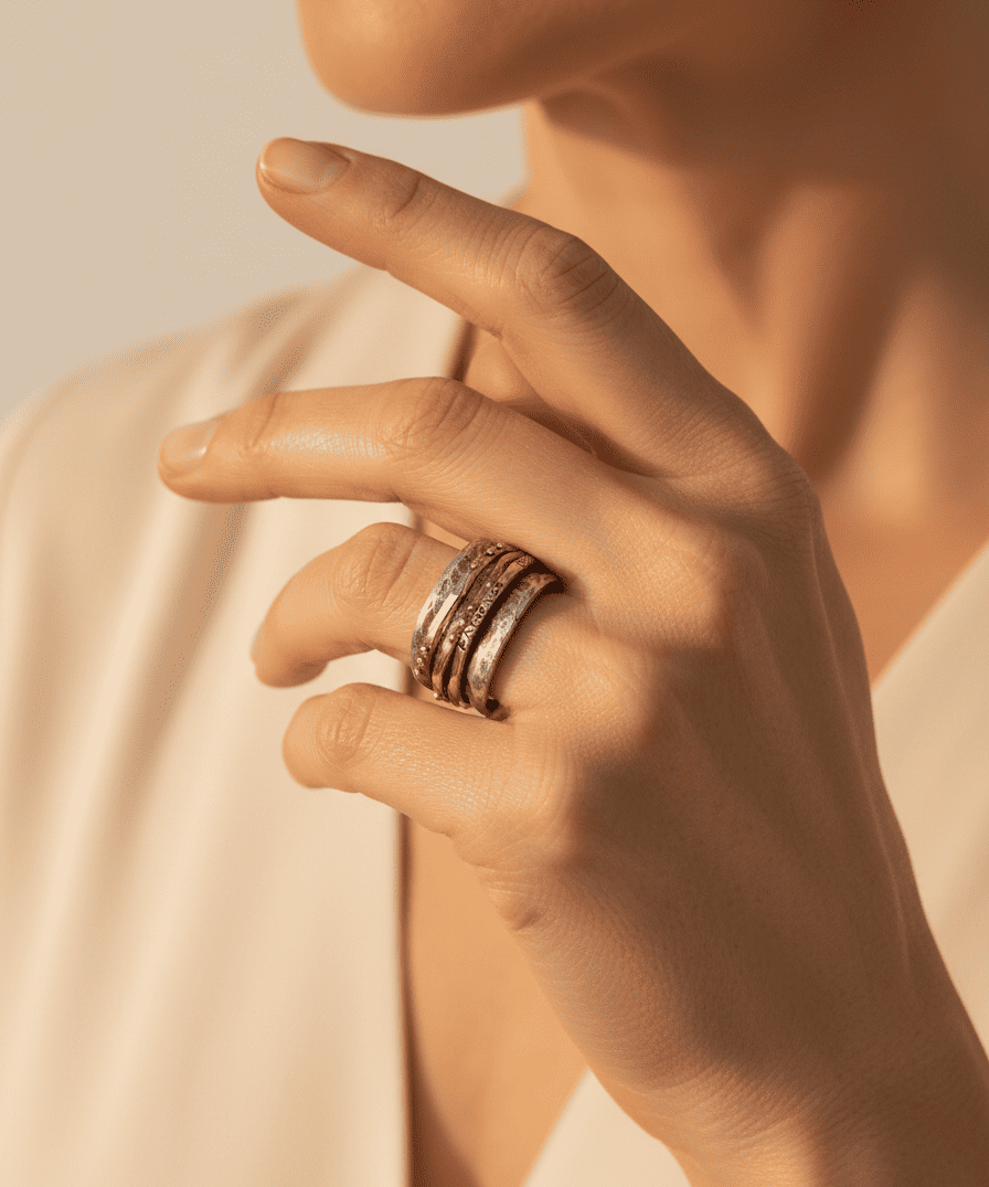 Vintage Rose Gold and Silver Ring