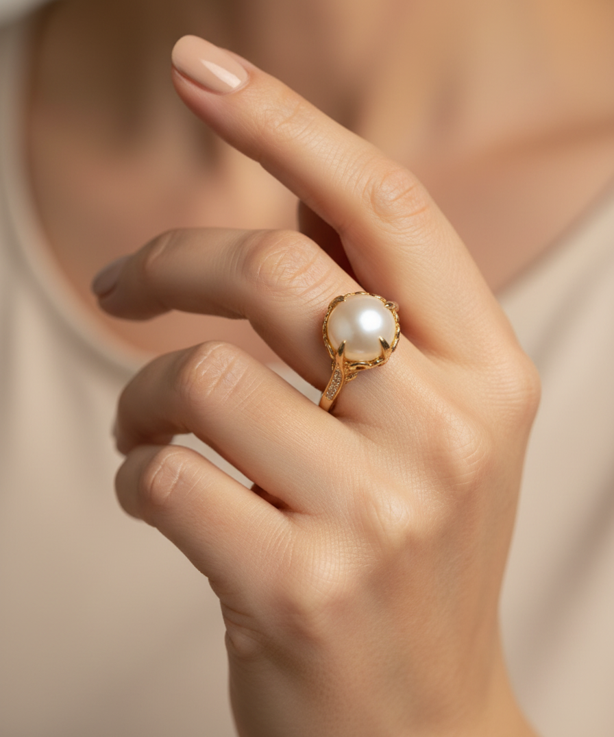 Vintage Gold Centre Pearl Ring