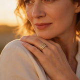 Gold Braided Crystal Band Ring
