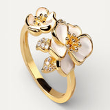 Gold White Flower Ring