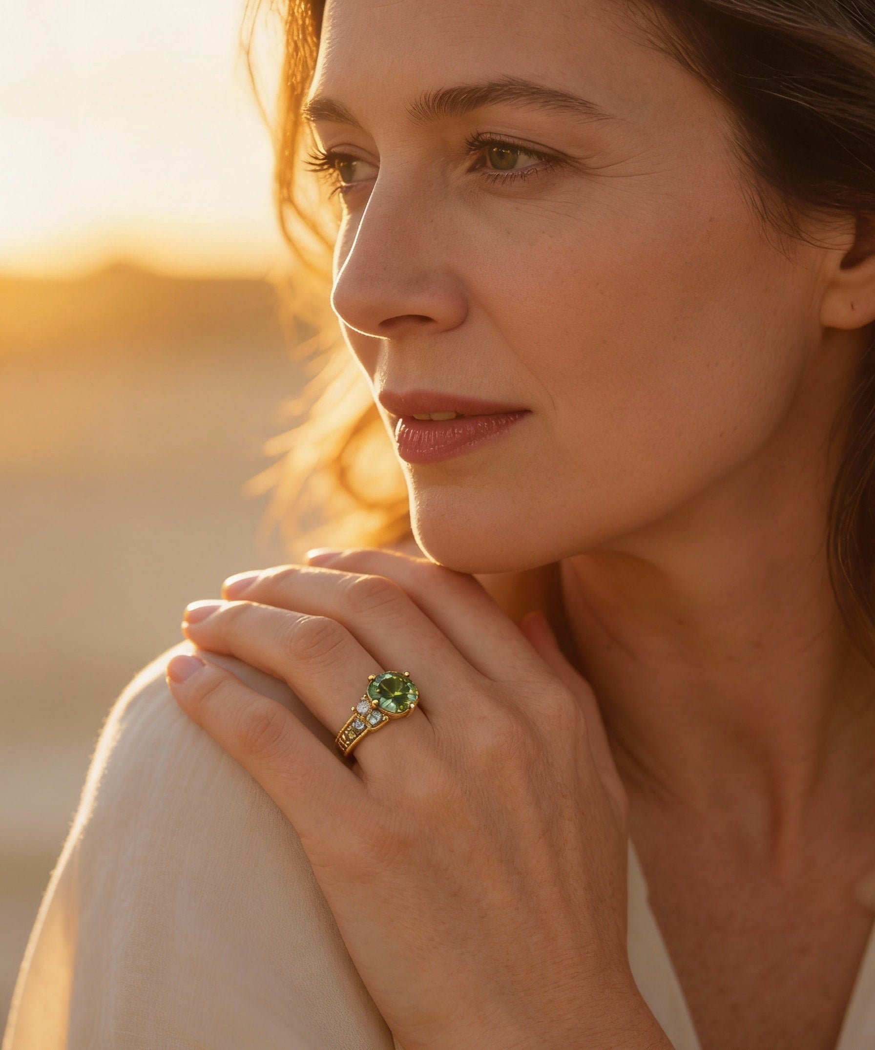 Yellow Quartz and Gold Ring