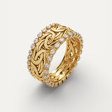 Gold Braided Crystal Band Ring