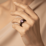 Vintage Round Black Purple Gemstone and Intricate Design Ring