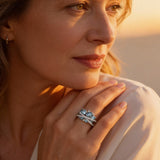 Silver Cross and Blue Gemstone Ring