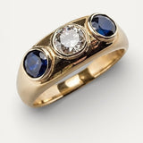 Blue Crystal and Cubic Zirconia Ring