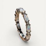 Platinum Heart Opal and Diamond Ring
