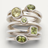 Vintage Layered Silver Green Glass Ring