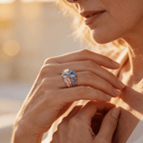 Vintage Exotic Crystal and Feather Ring