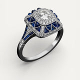 Sparkling Blue Square Ring