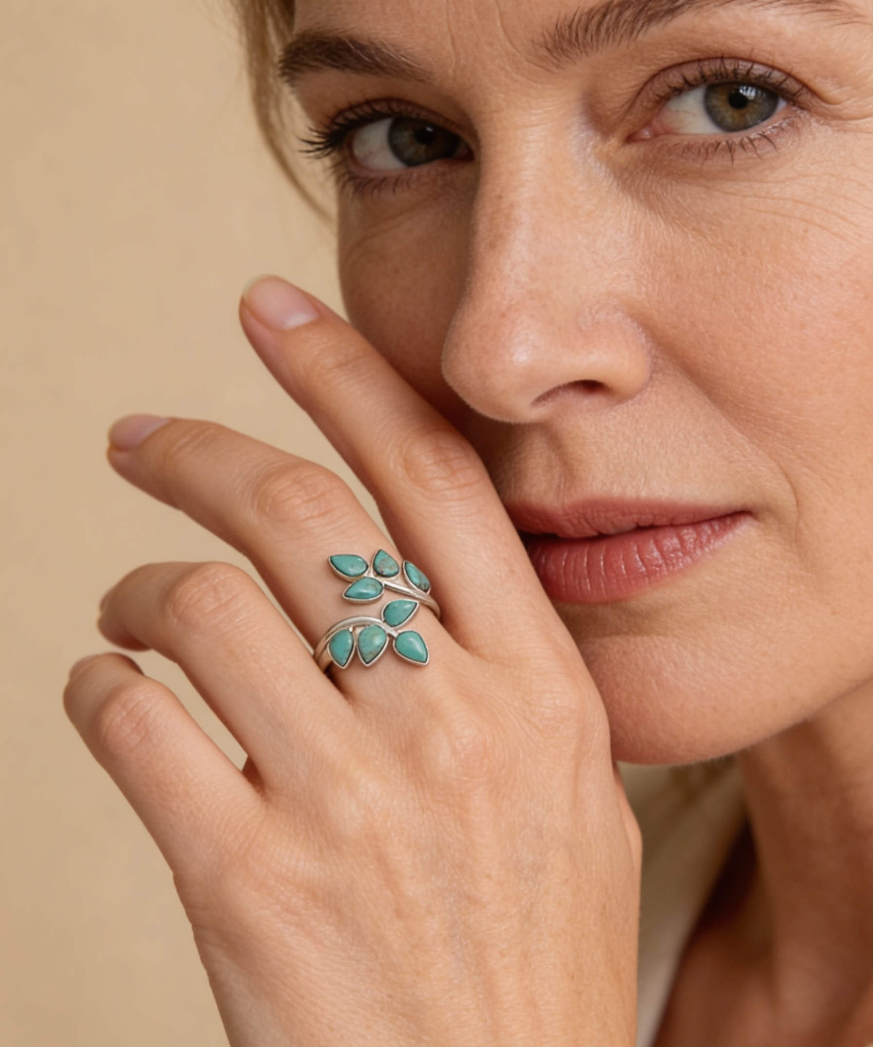 Vintage Turquoise Leaf Ring