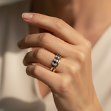 Elegant Vintage Blue Cubic Zirconia Ring Set