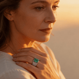 Emerald Stone and Diamond Ring