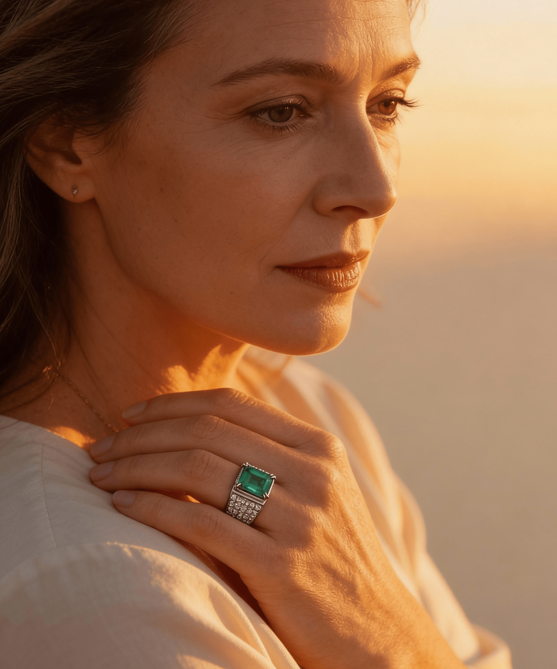 Emerald Stone and Diamond Ring