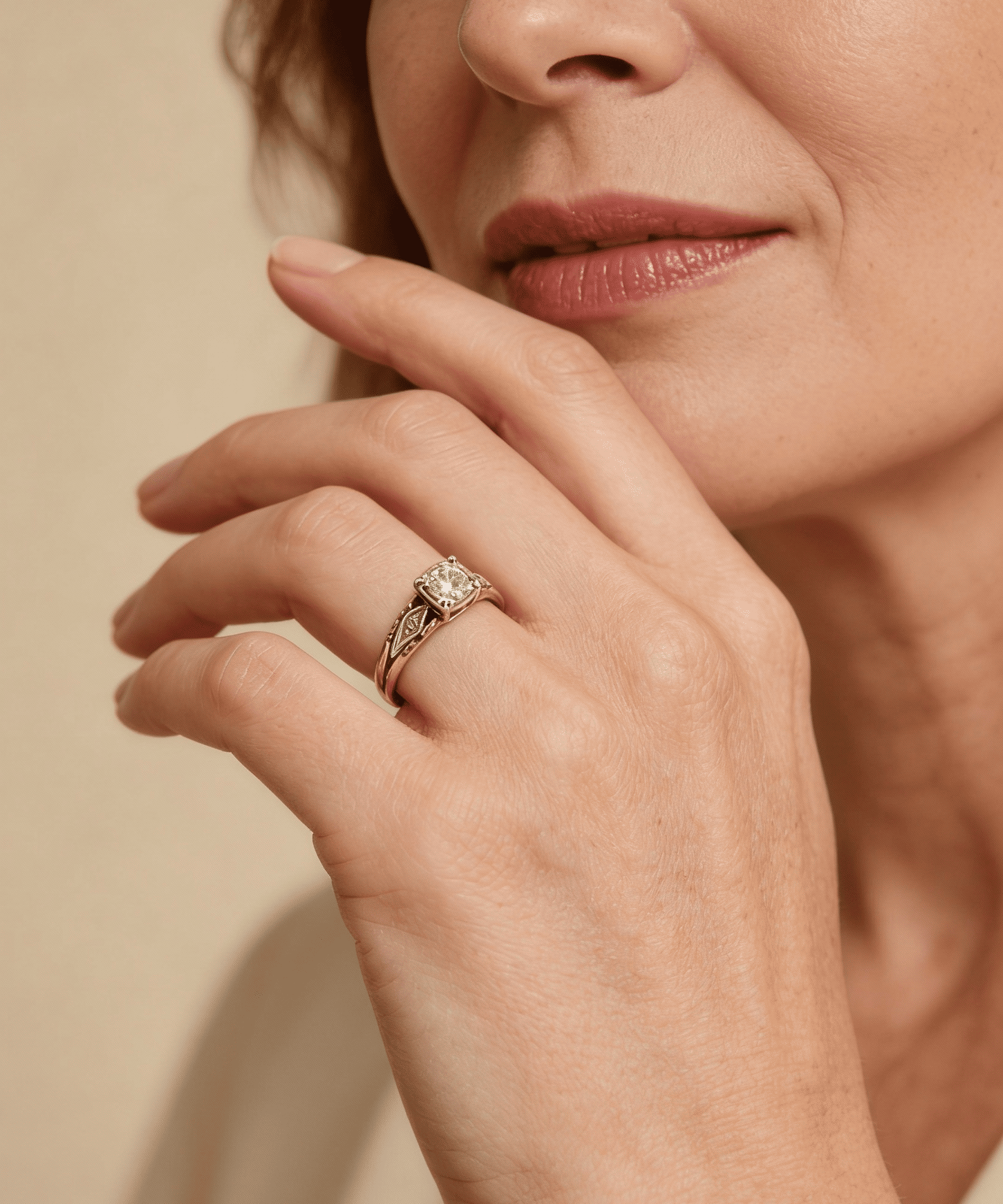 Vintage Delicate Gold Cubic Zirconia Ring