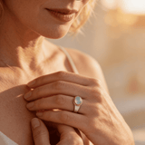 Silver Green Diamond Ring