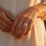Vintage Silver Cubic Zirconia and Gold Thread Ring