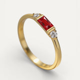 Gold Red Centre Stone and Sparkling Ring