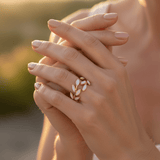 Alloy Mother-of-Pearl Leaf Ring