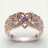 Elegant Sparkling Rose Gold Heart Ring