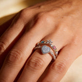 Adjustable Sterling Silver Blue Stone Cubic Zirconia Ring