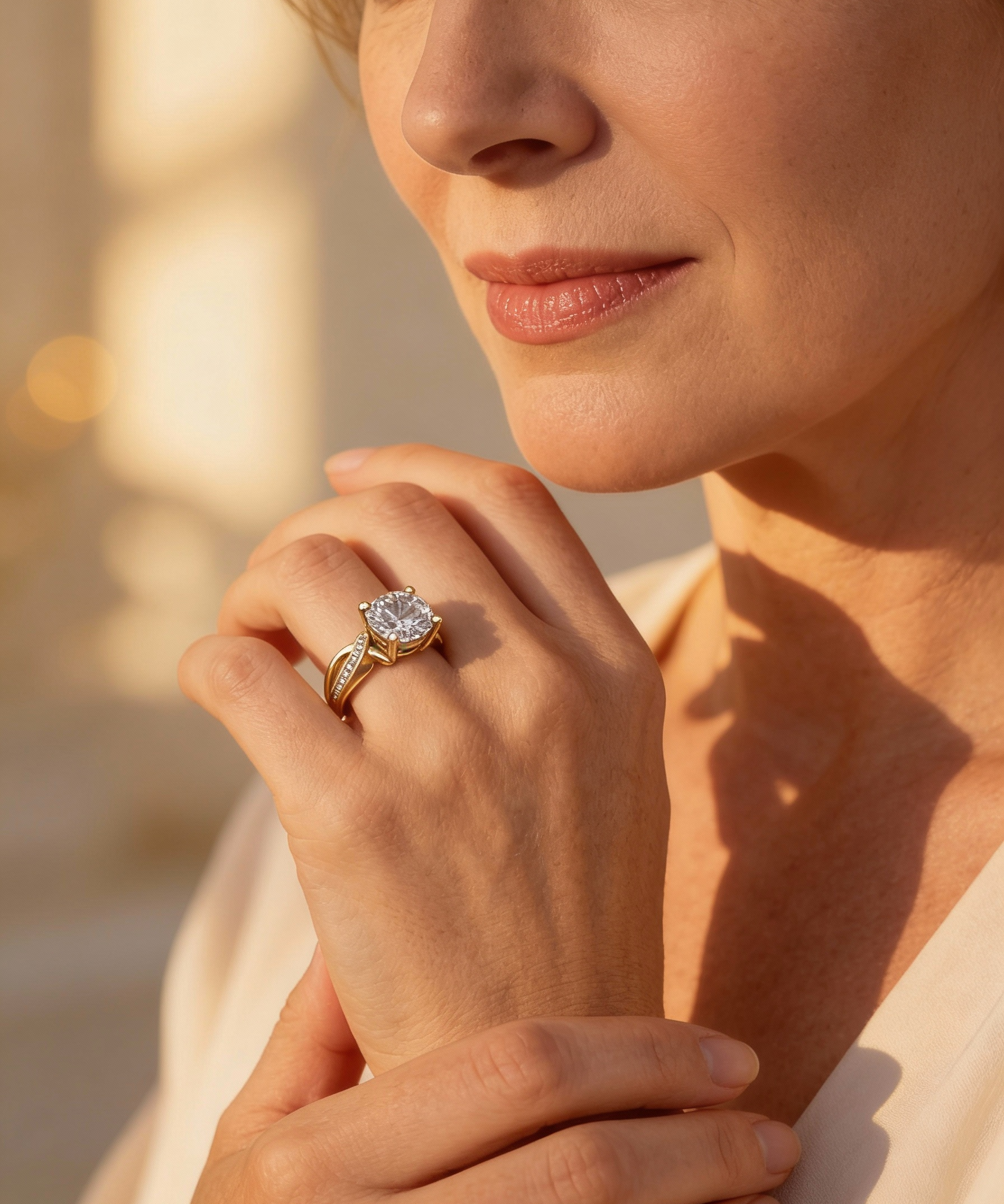 Vintage Gold Braided Cubic Zirconia Ring